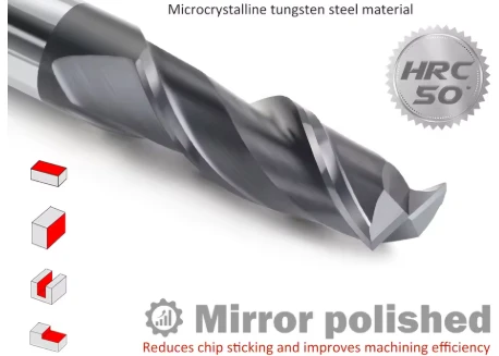 Milling Cutter 2 Flute Router Bit 3.5x4Dx10X50Lx2F 45degree